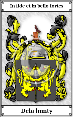 Dela hunty Family Crest Download (JPG) Book Plated - 600 DPI